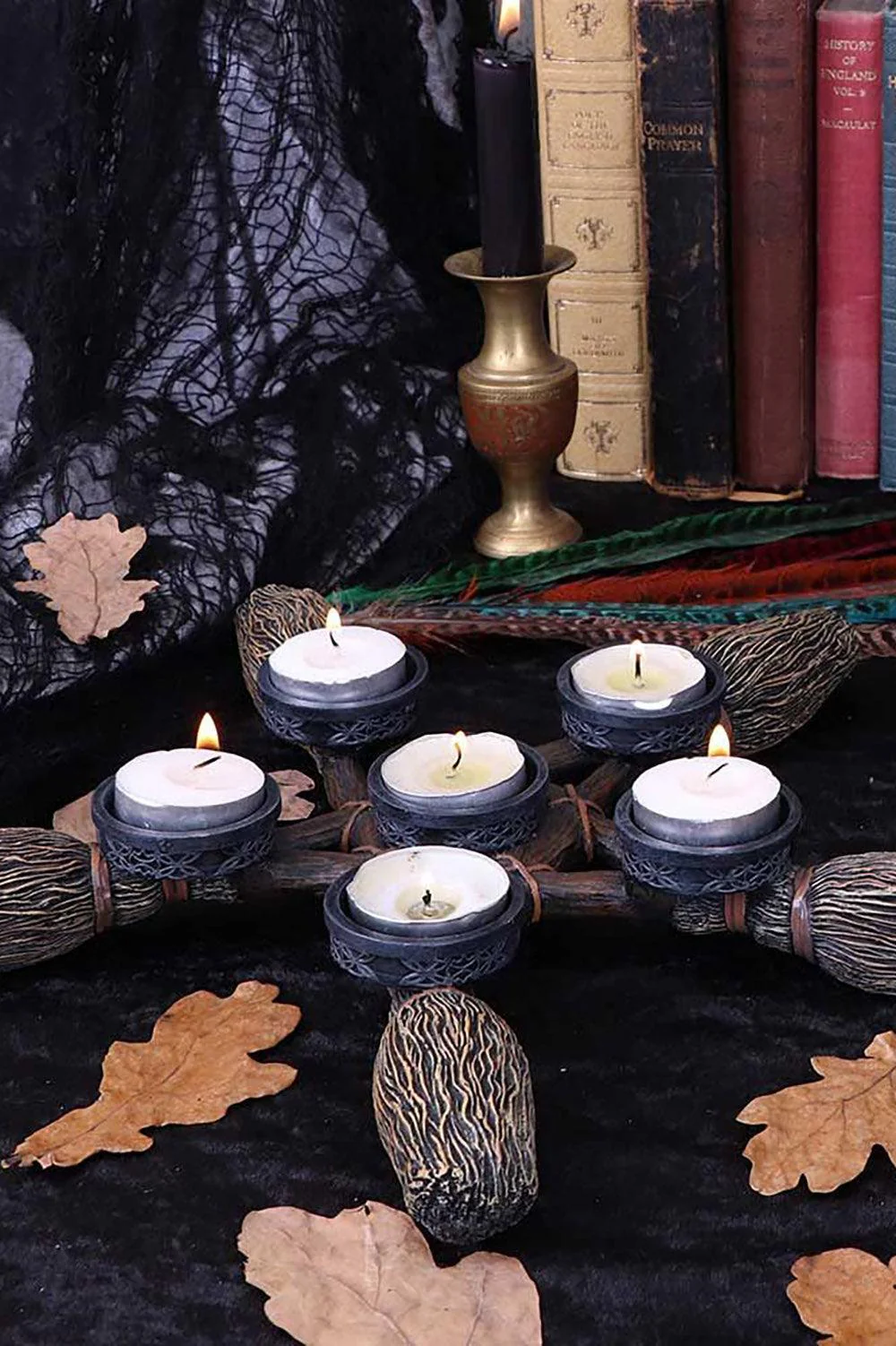 Broomstick Pentagram Tea Light Candle Holder - Image 4