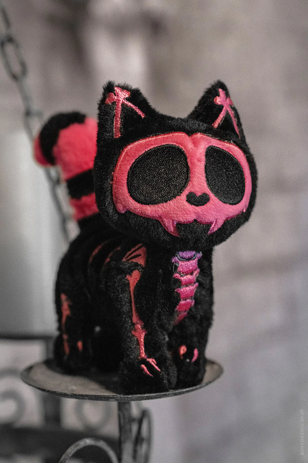 Bubblegum Skelekitty Plush Keychain - Image 2