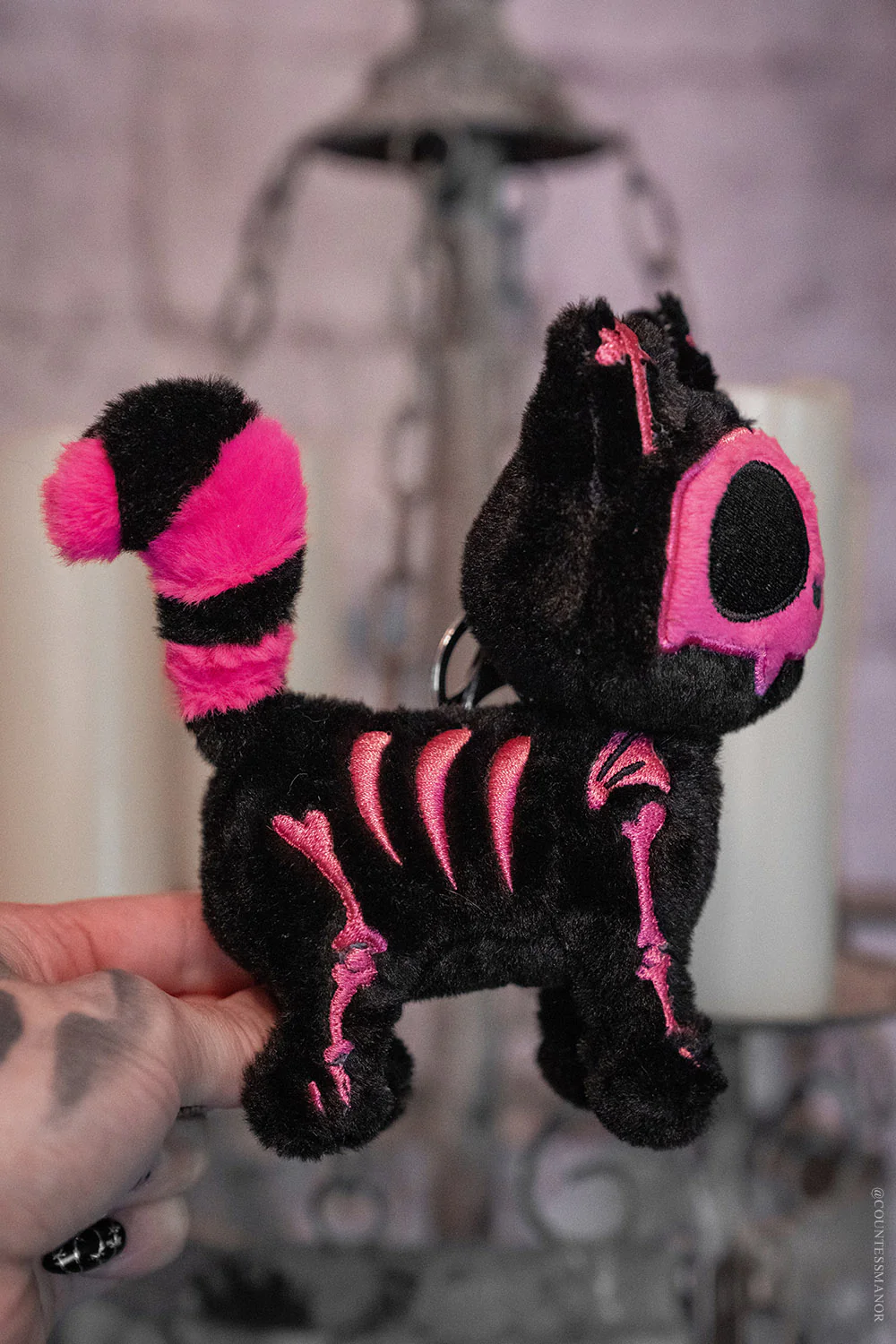 Bubblegum Skelekitty Plush Keychain - Image 3