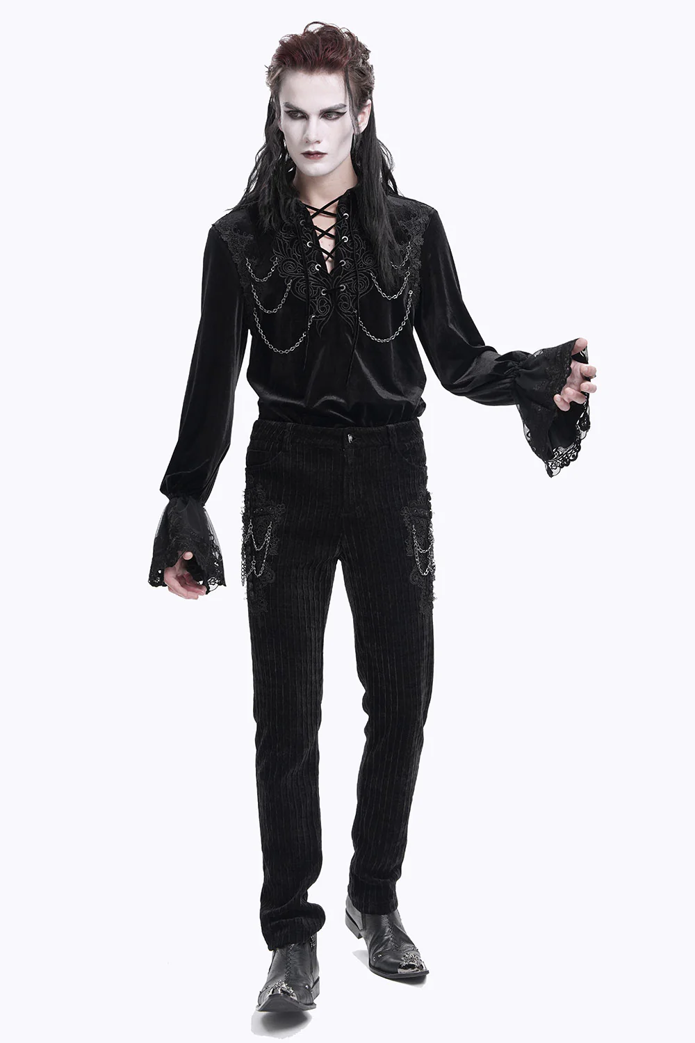 Cadaverous Black Velvet Vampire Pants - Image 2