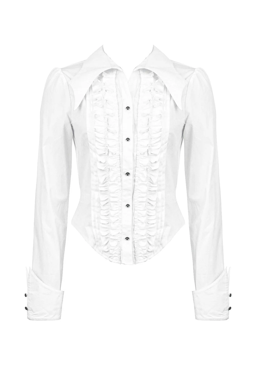 Candelabra Ruffle Button Up Shirt [Ghost White] - Image 2