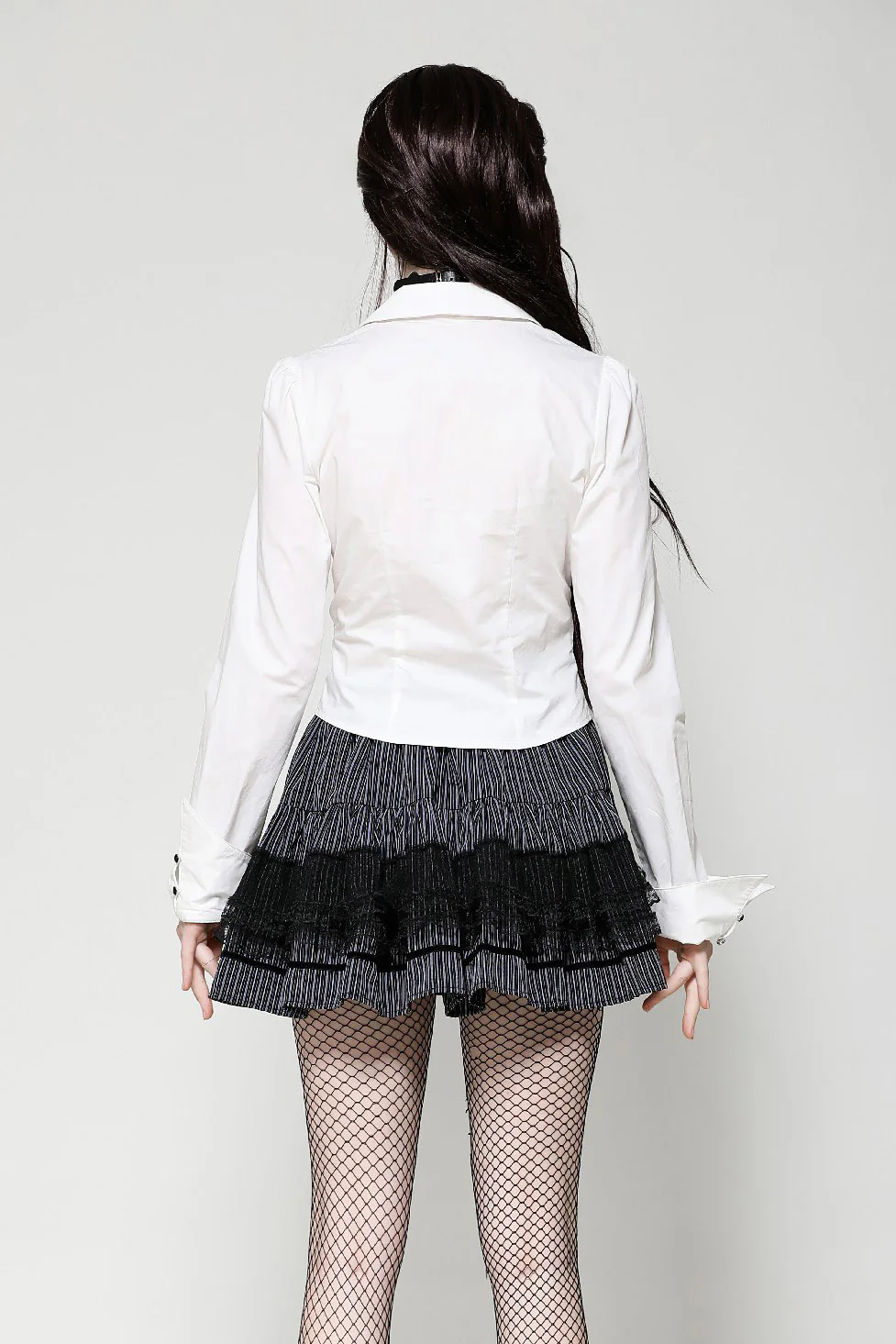 Candelabra Ruffle Button Up Shirt [Ghost White] - Image 8