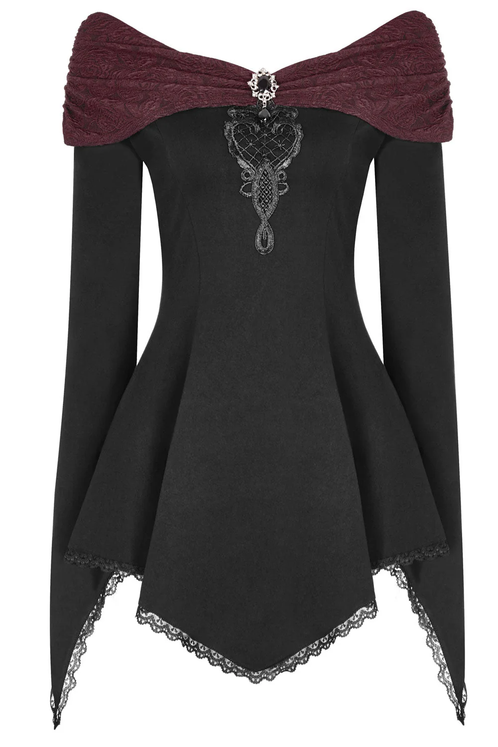 Castle Curse Bardot Top [BLACK/RED] - Image 2