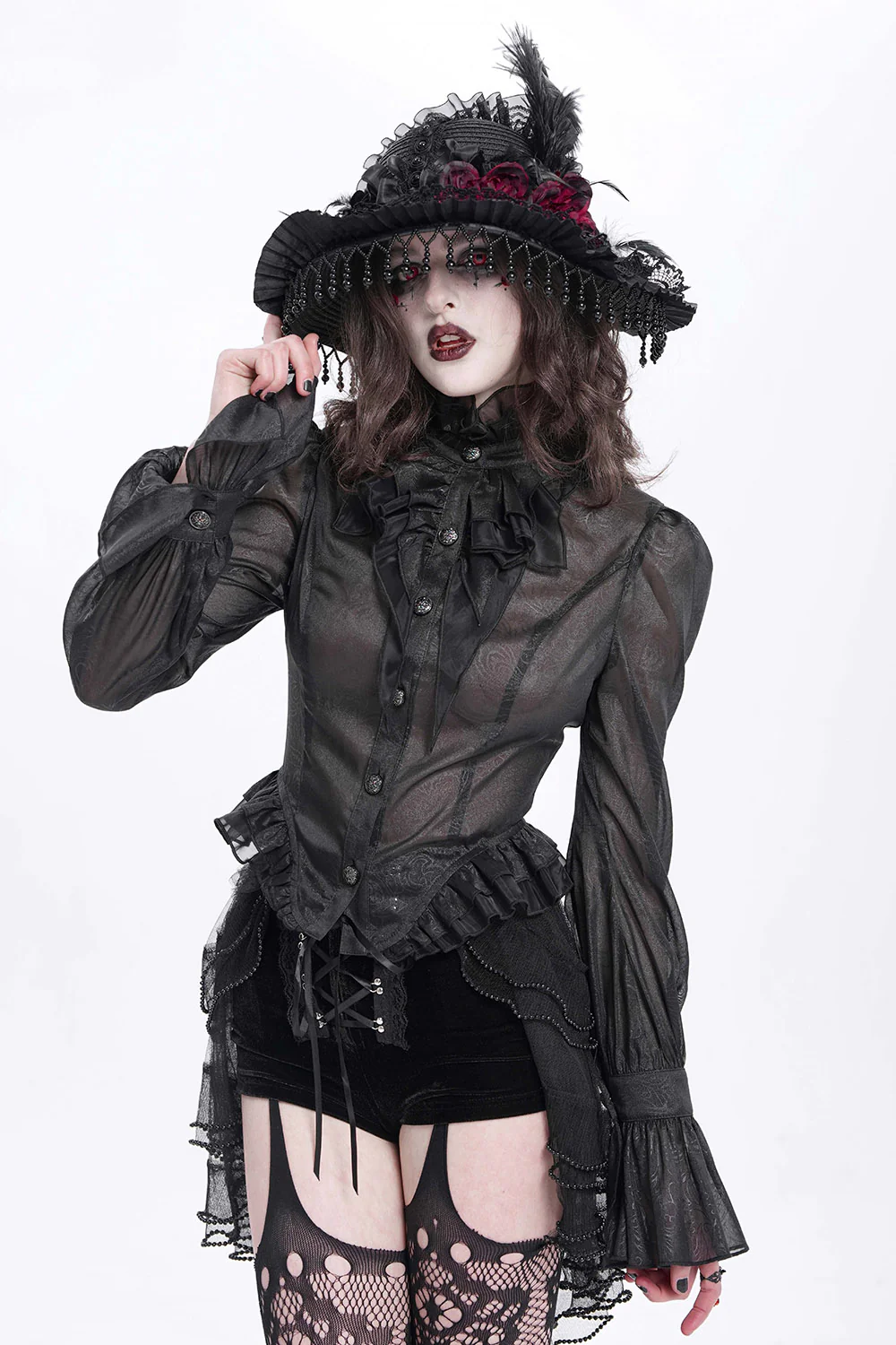 Catacomb Ruffled Mesh Button Shirt - Image 2