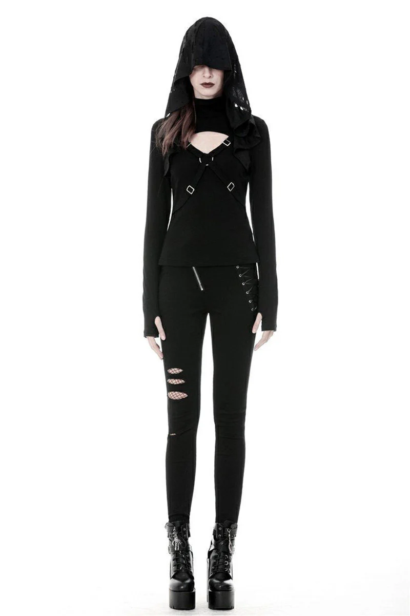 Catacombs Cut-Out Hooded Top - Image 2