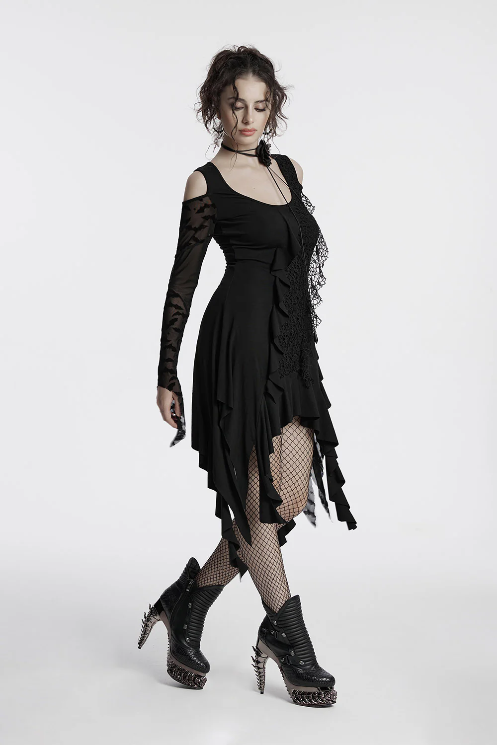 Celestial Cold Shoulder Witchy Hem Dress - Image 3