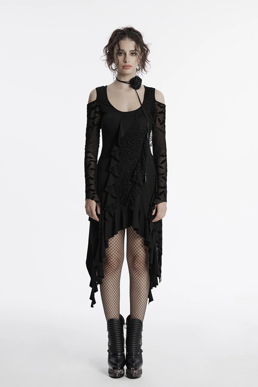 Celestial Cold Shoulder Witchy Hem Dress - Image 4