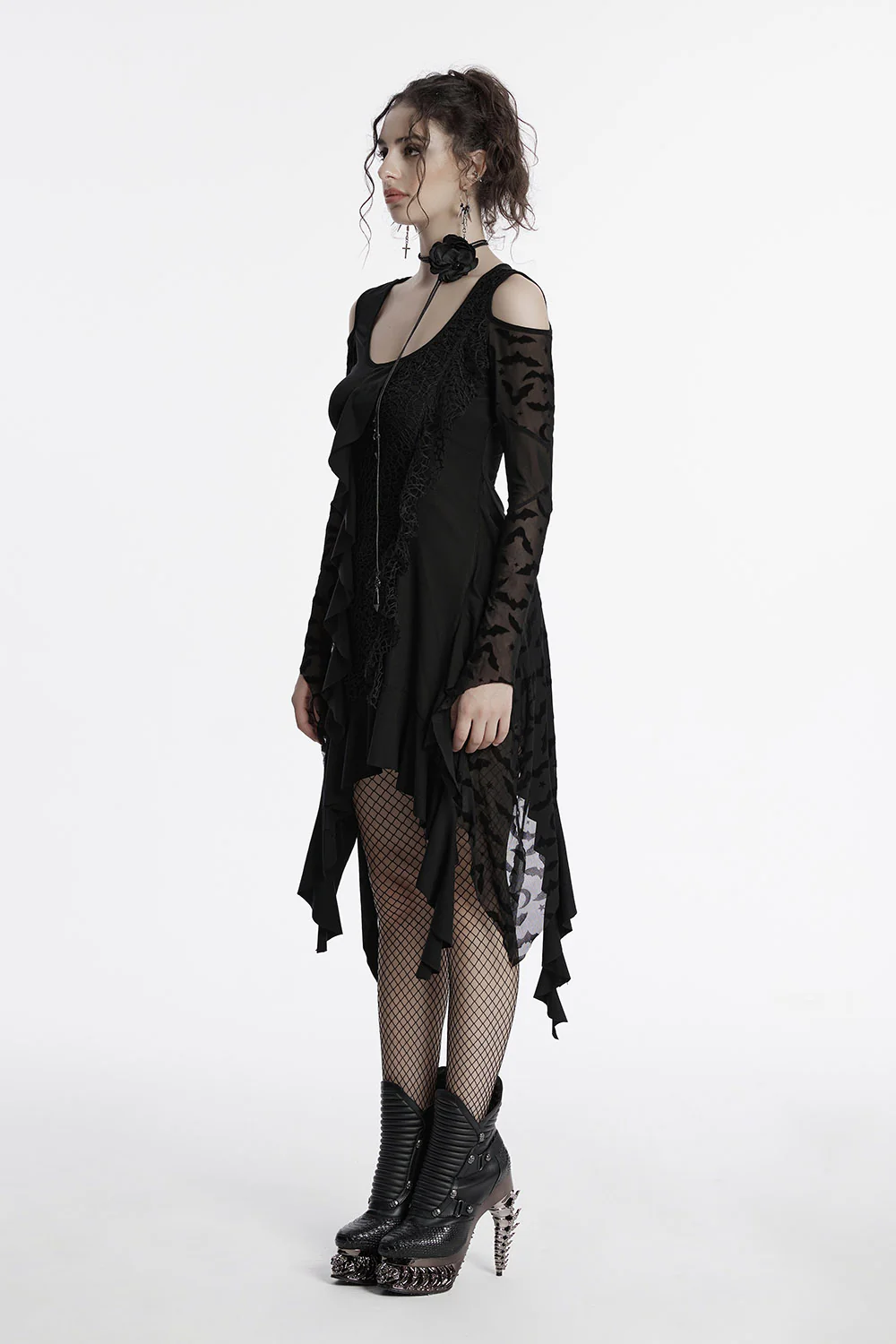 Celestial Cold Shoulder Witchy Hem Dress - Image 5