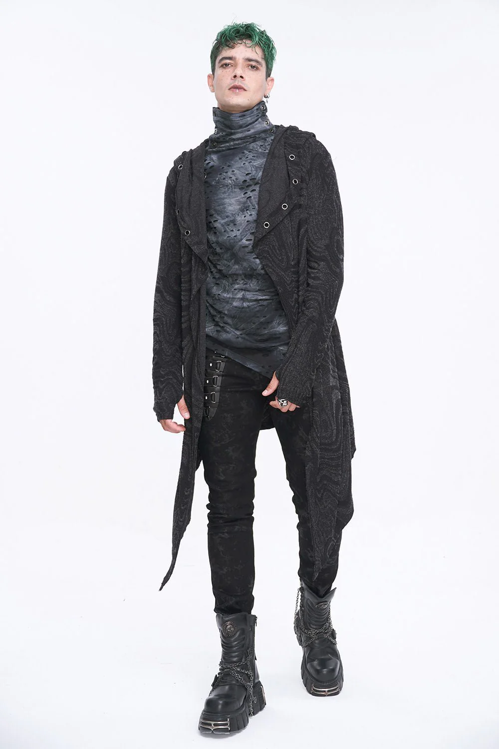 Chained Corrosion Hooded Cardigan