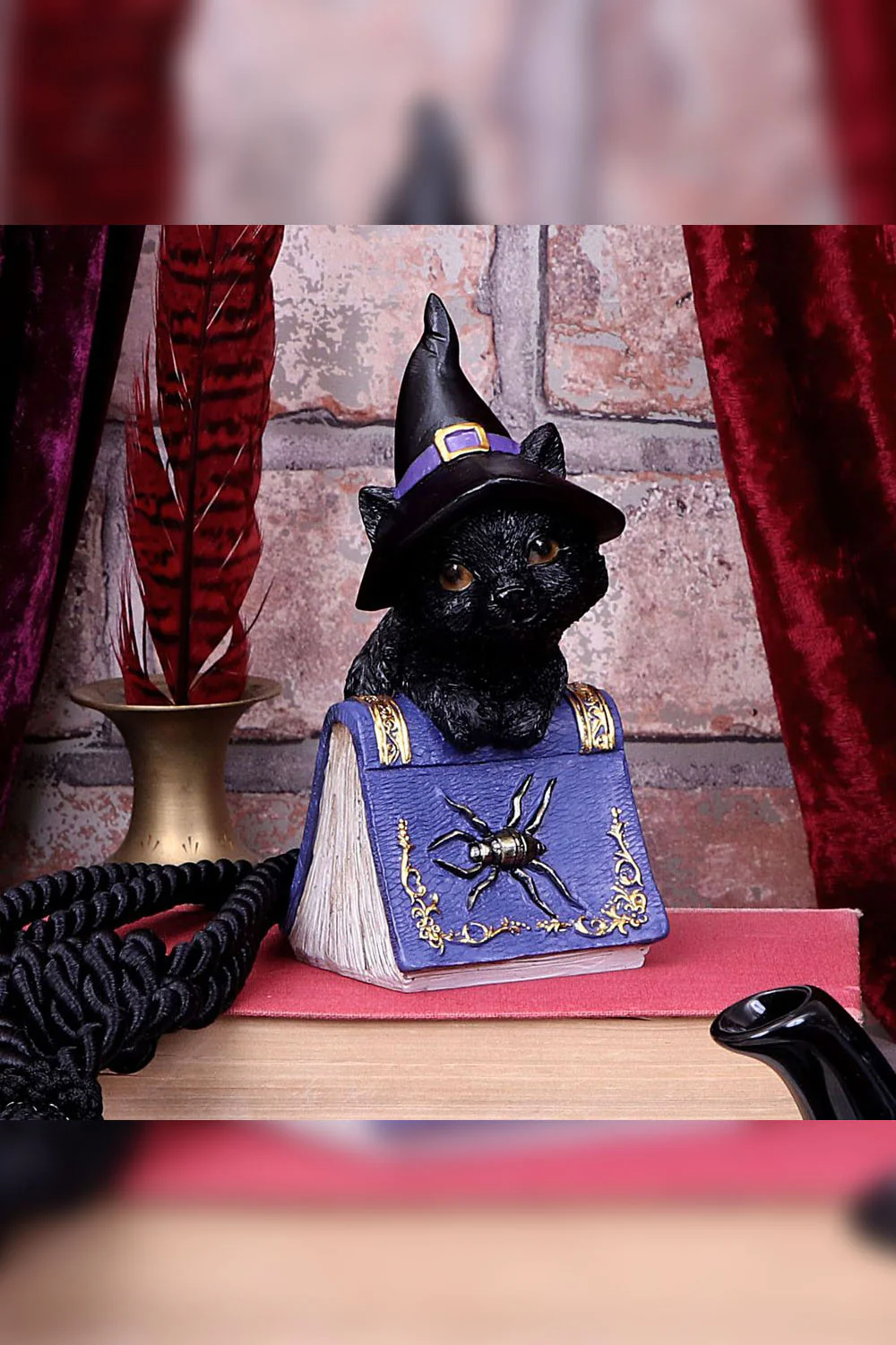 Pocus Black Cat Witch and Spellbook Figurine - Image 2