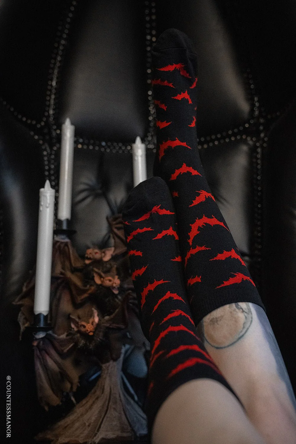 Creepy Crew Socks [Red Bats] - Image 2