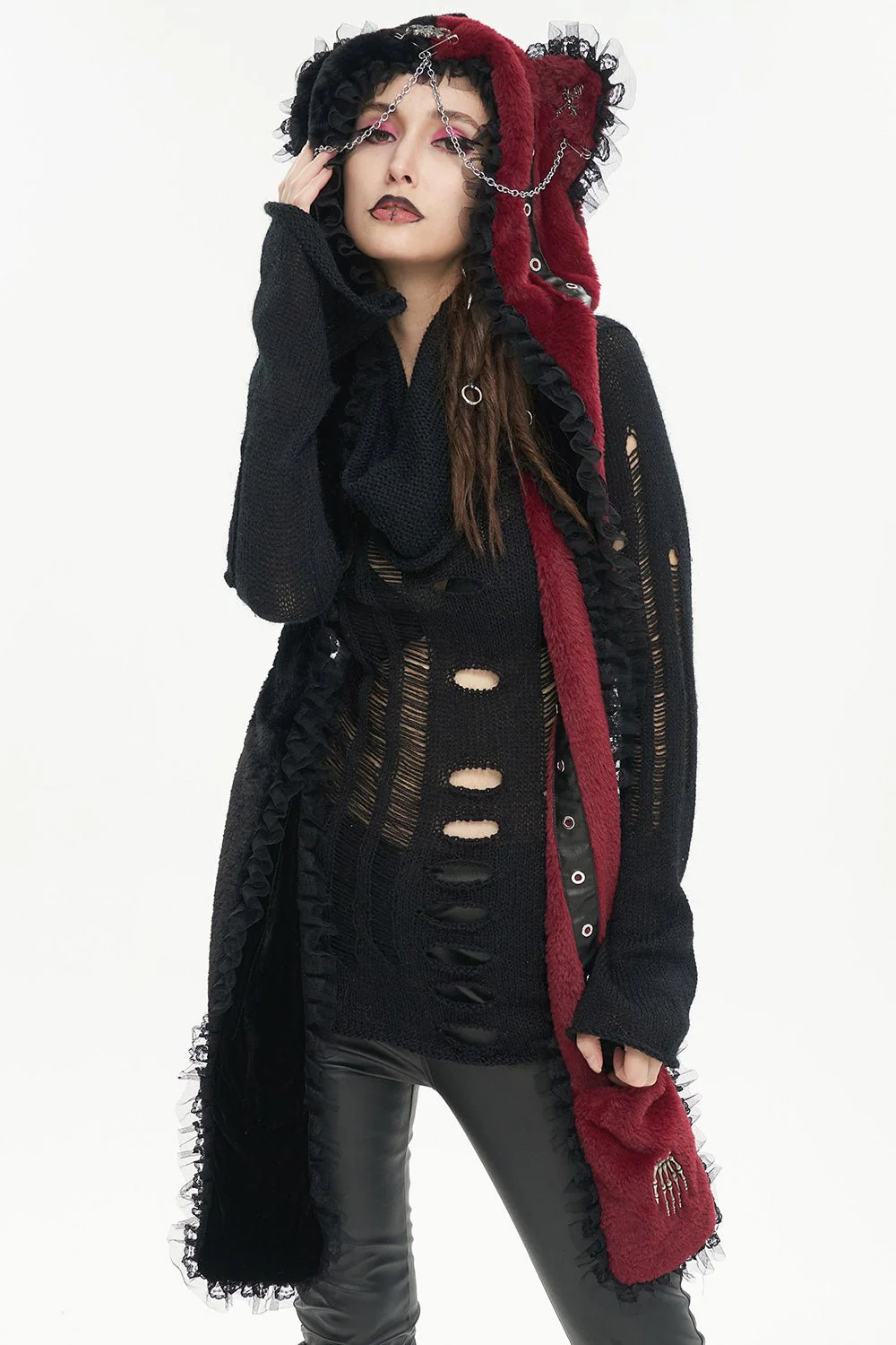 Creepy Cuddles Bear Ear Hat [RED/BLACK] - Image 2