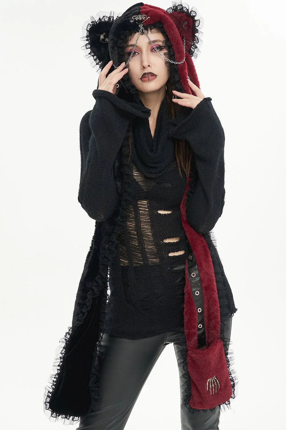 Creepy Cuddles Bear Ear Hat [RED/BLACK] - Image 4