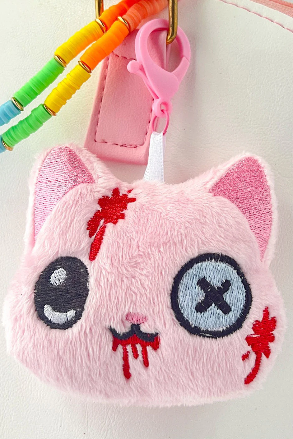 Creepy Cute Kawaii Cat Plush Bag Charm [Bloody Pastel] - Image 3