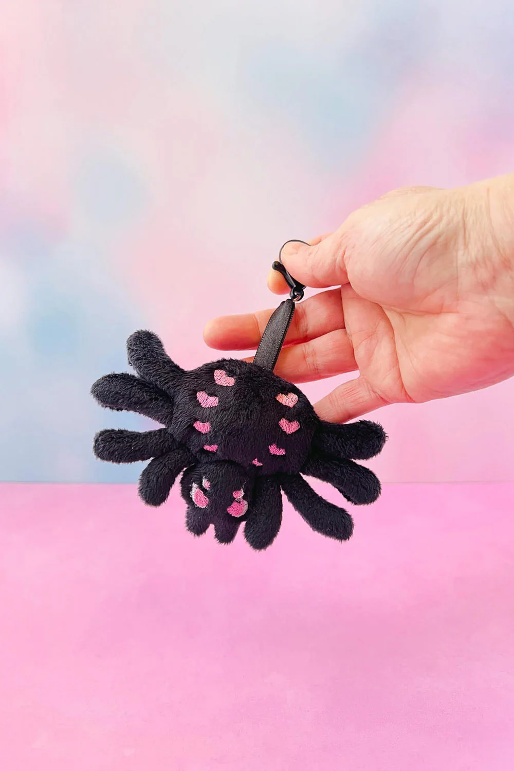 Creepy Cute Pastel Goth Spider Plush Bag Keychain [Black] - Image 2