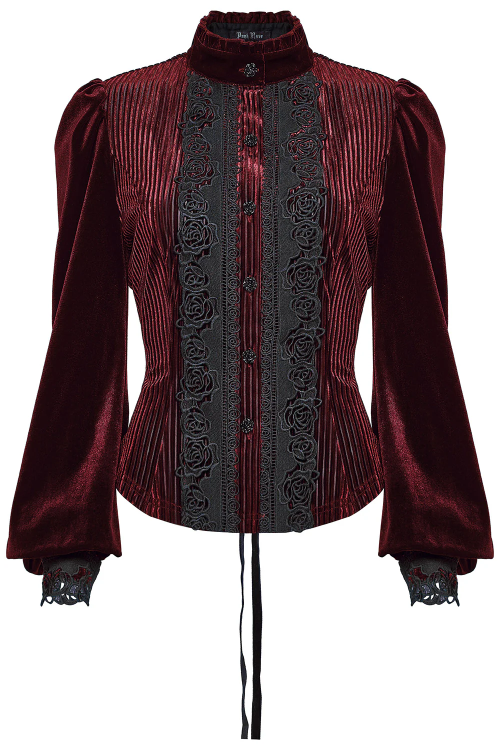 Crimson Bloom Embroidered Button-Up Top [Red] - Image 2