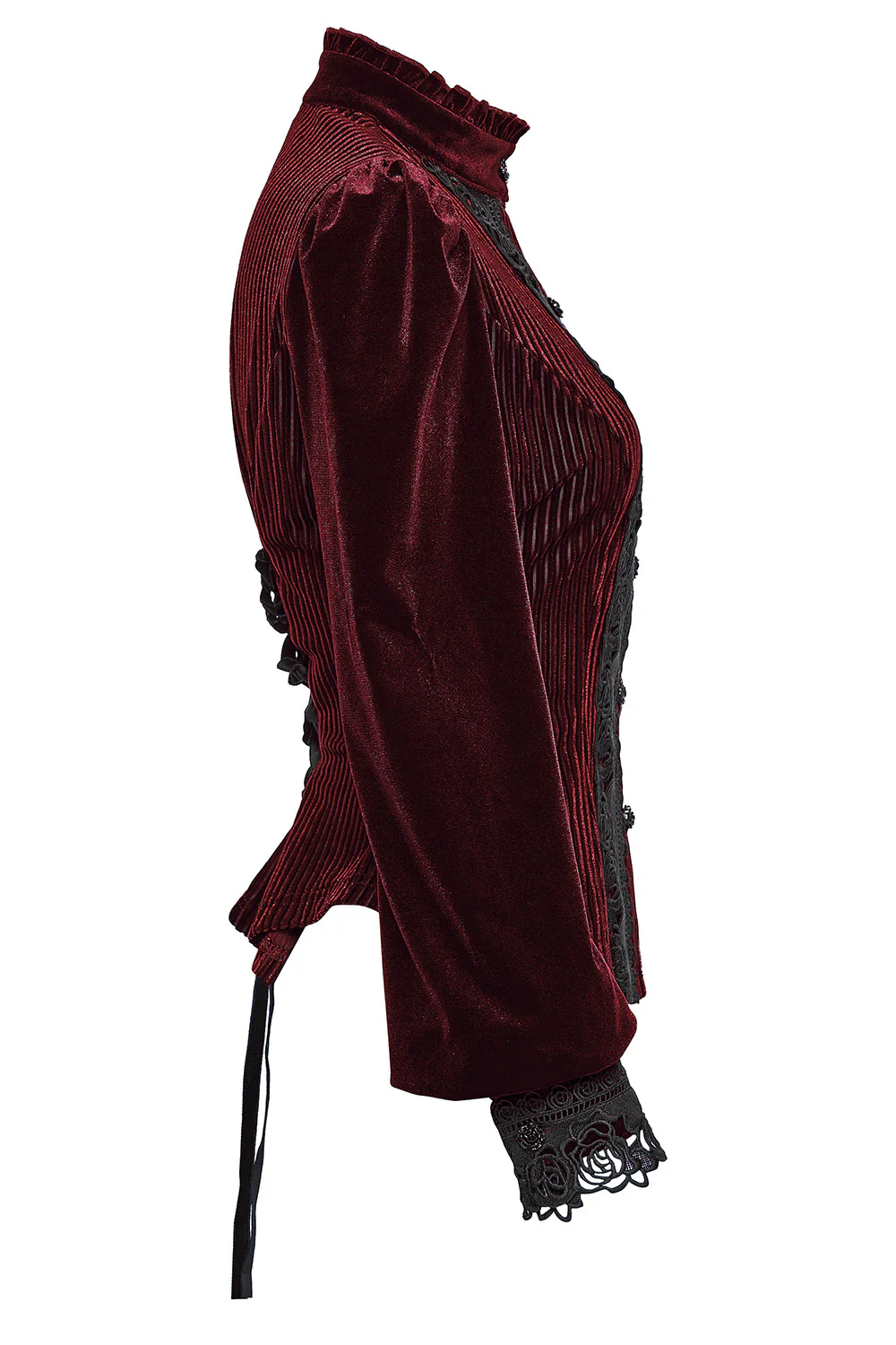 Crimson Bloom Embroidered Button-Up Top [Red] - Image 3