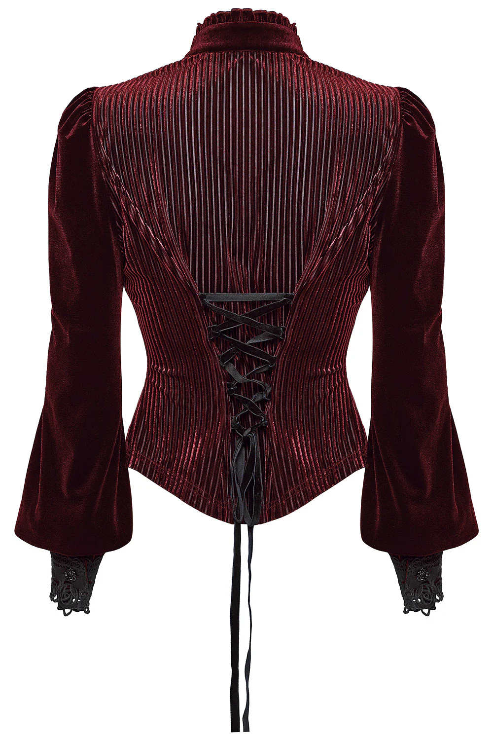 Crimson Bloom Embroidered Button-Up Top [Red] - Image 4