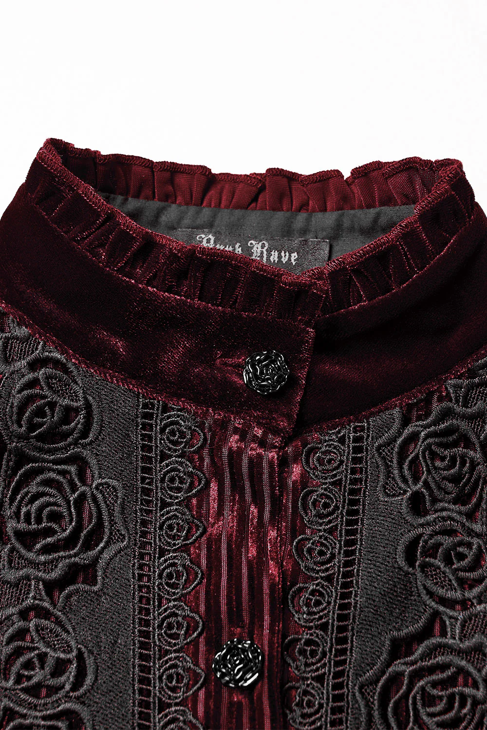Crimson Bloom Embroidered Button-Up Top [Red] - Image 9
