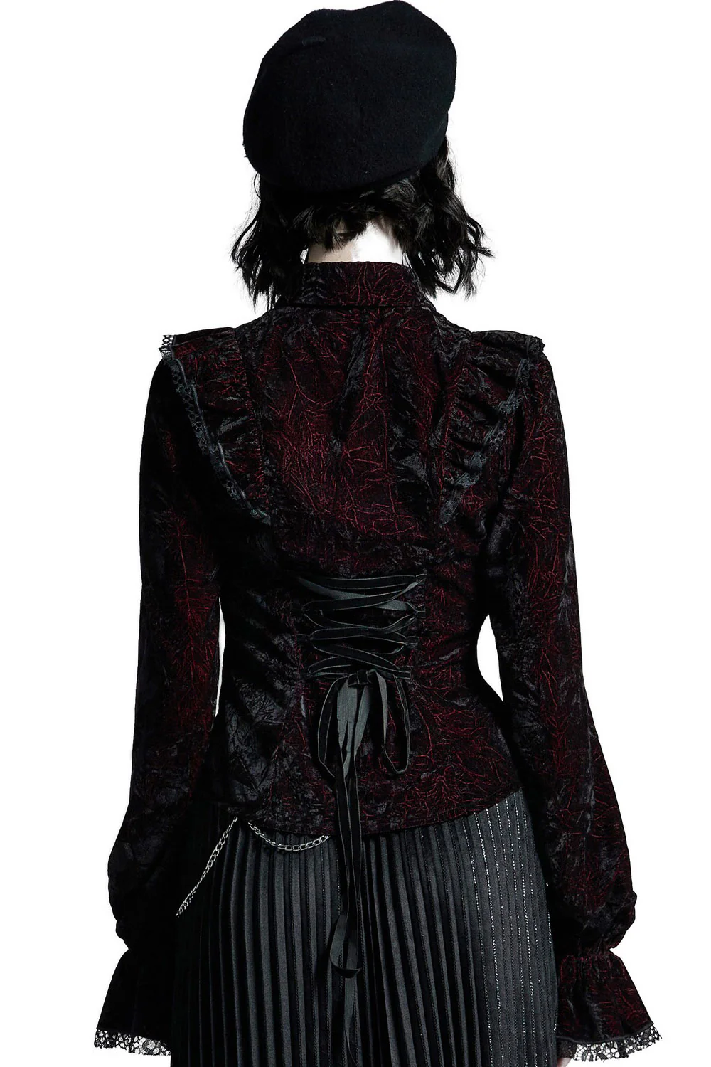 Crimson Manor Ruffled Button-Up Top - Image 2