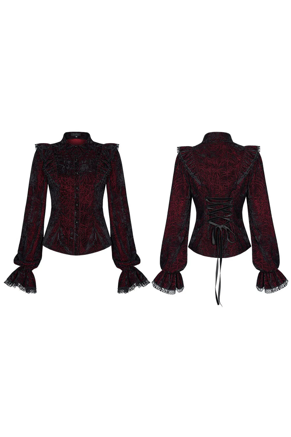 Crimson Manor Ruffled Button-Up Top - Image 6