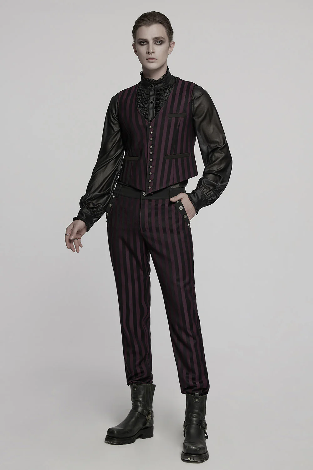 Crimson Manor Striped Waistcoat [Black/Red] - Image 2