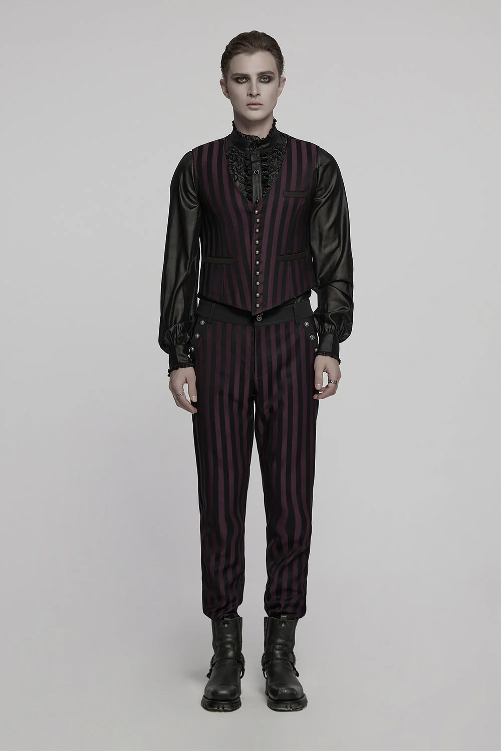 Crimson Manor Striped Waistcoat [Black/Red] - Image 3
