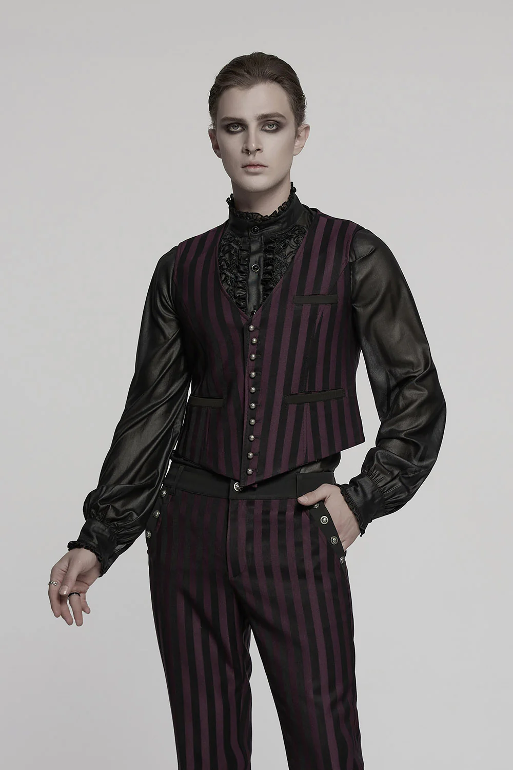 Crimson Manor Striped Waistcoat [Black/Red] - Image 4