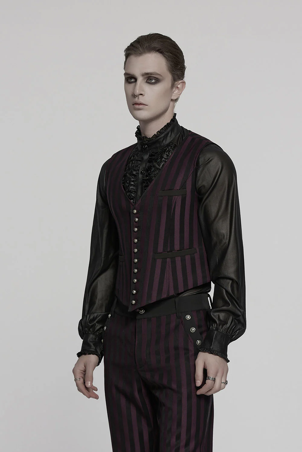 Crimson Manor Striped Waistcoat [Black/Red] - Image 5