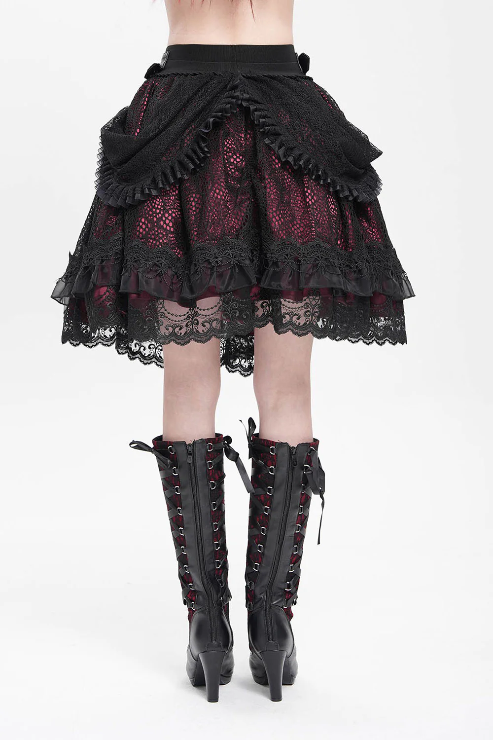 Crimson Veil Ruffle Skirt - Image 3