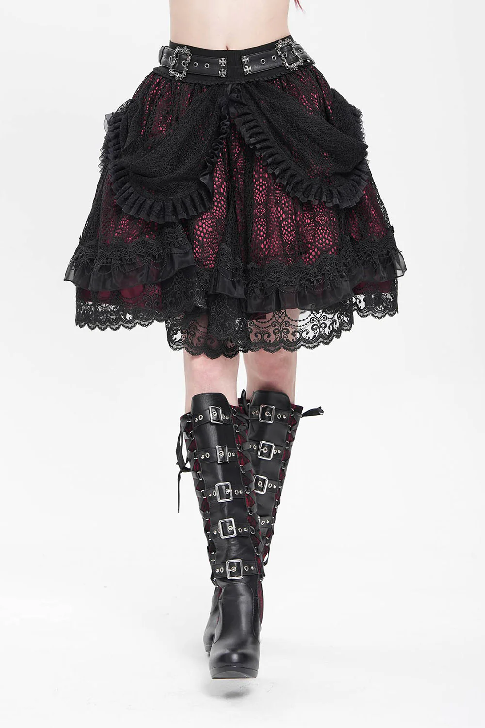 Crimson Veil Ruffle Skirt - Image 7