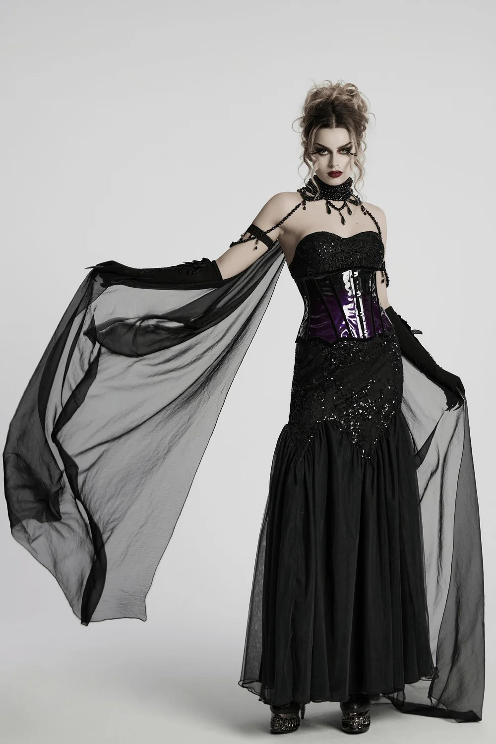 Crystal Witch Choker with Detachable Cloak Harness - Image 6