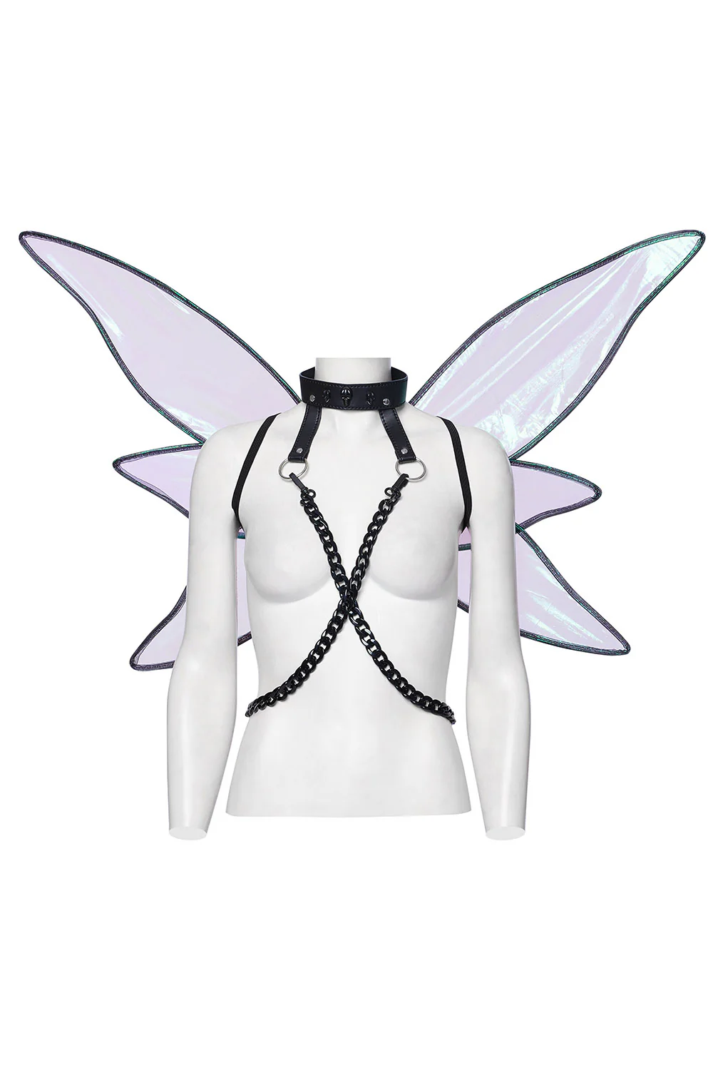 Cyberpunk Chain & Choker Fairy Wings Harness - Image 7