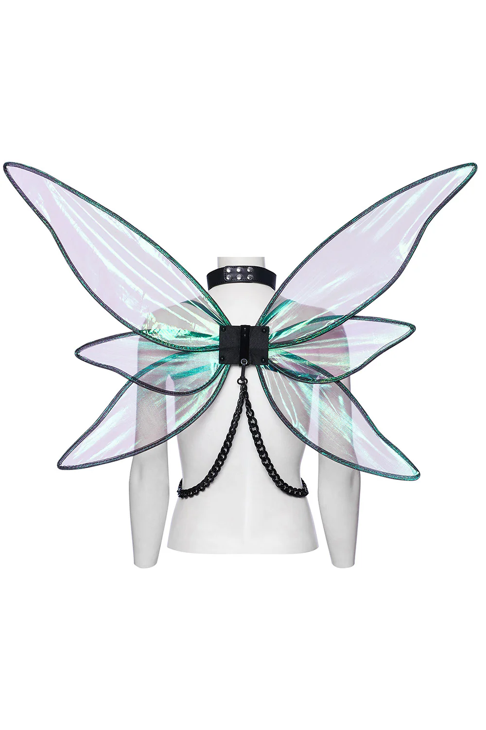 Cyberpunk Chain & Choker Fairy Wings Harness - Image 8