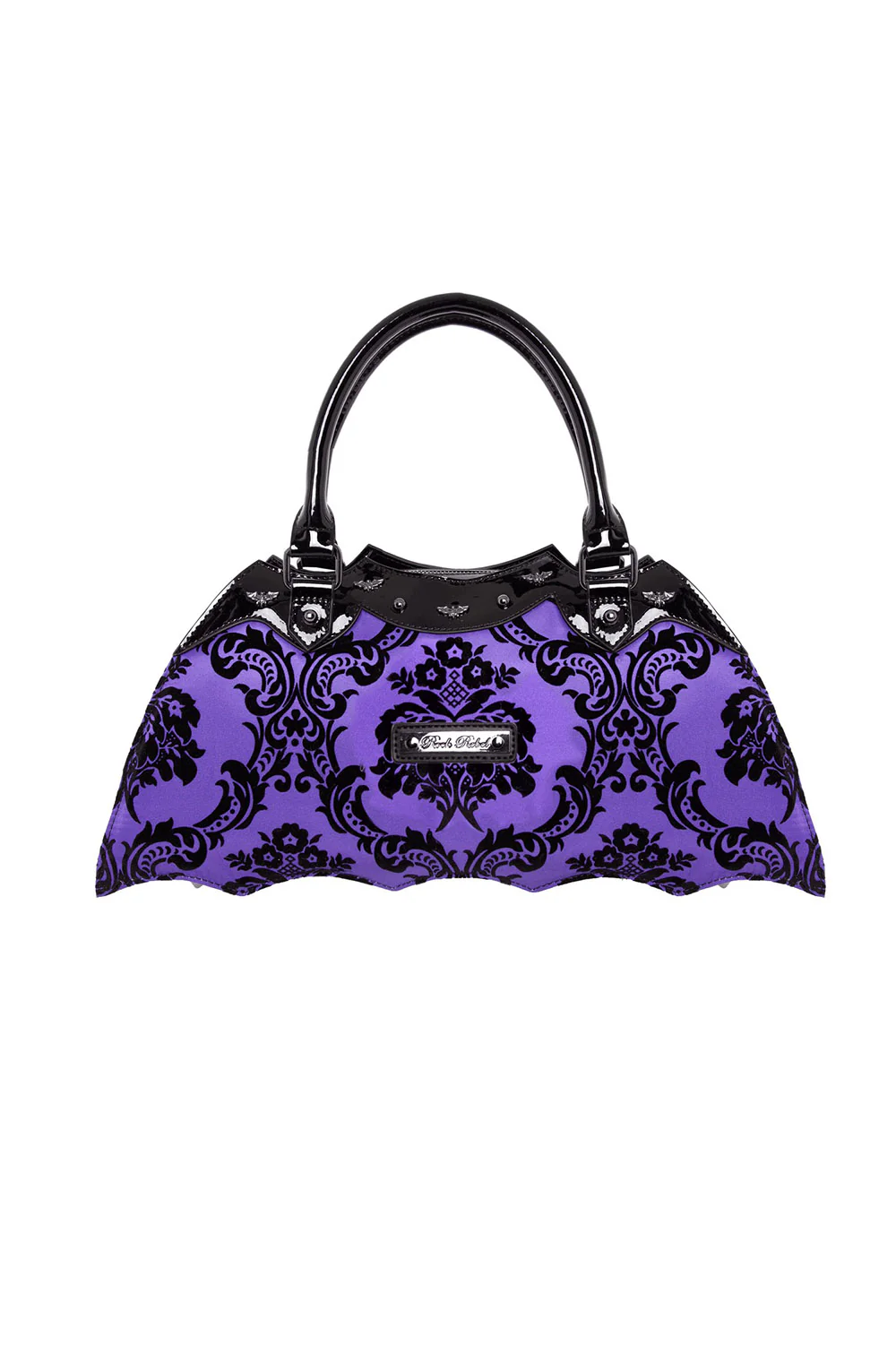 Damask Bat Handbag In Violet - Image 5