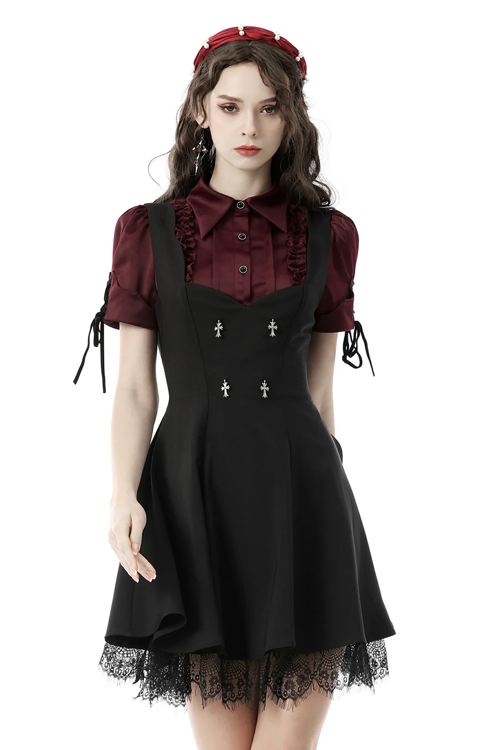 Dark Academia Button-Up Shirt [Wine] - Image 3
