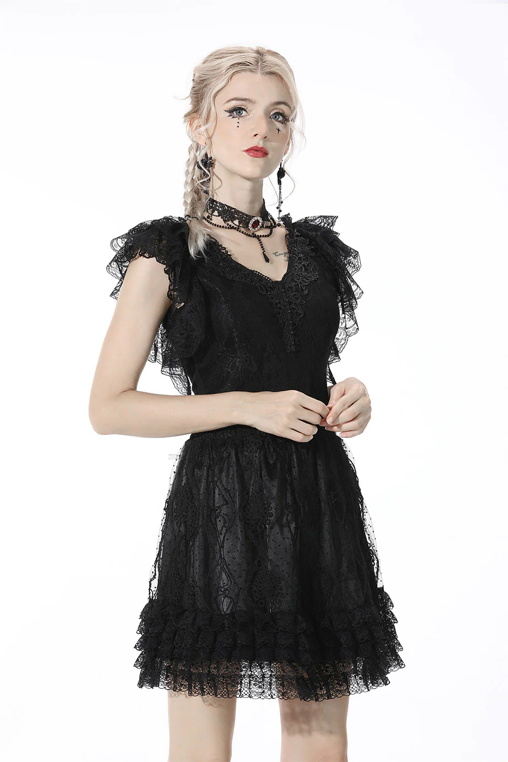 Dark Coquette Layered Ruffle Top - Image 2