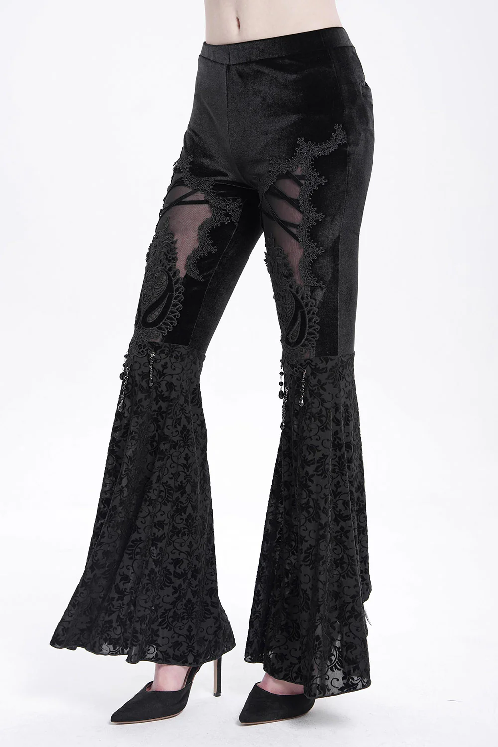 Dark Countess Embroidered Velvet Flares - Image 2