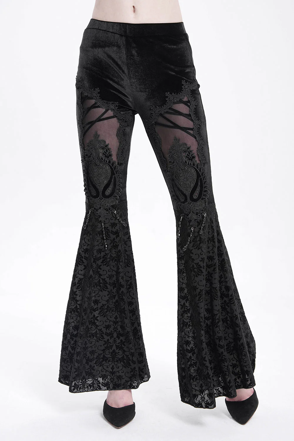 Dark Countess Embroidered Velvet Flares - Image 3