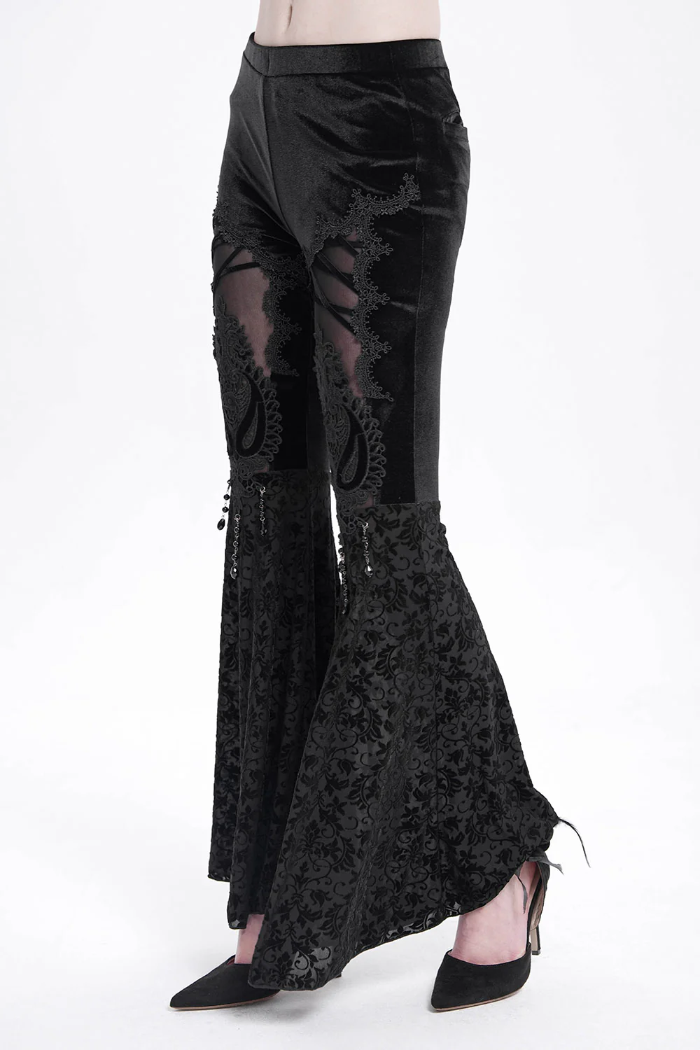 Dark Countess Embroidered Velvet Flares - Image 4