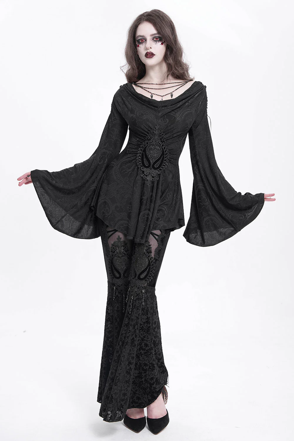 Dark Countess Embroidered Velvet Flares - Image 6