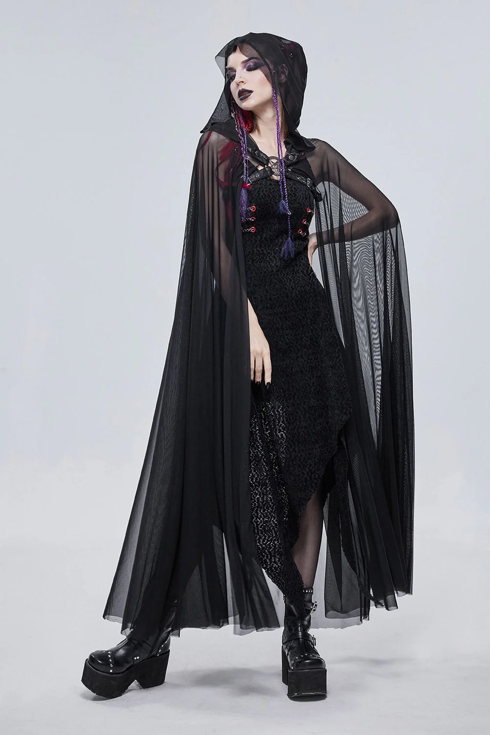 Dark Fae Mesh Hooded Cloak - Image 2