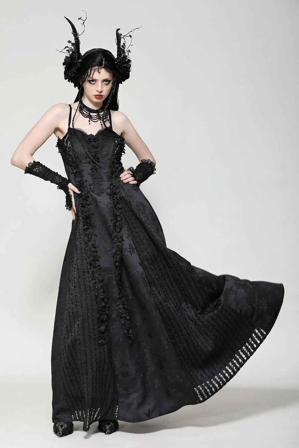 Dark Fairydom Floral Goth Gown - Image 3