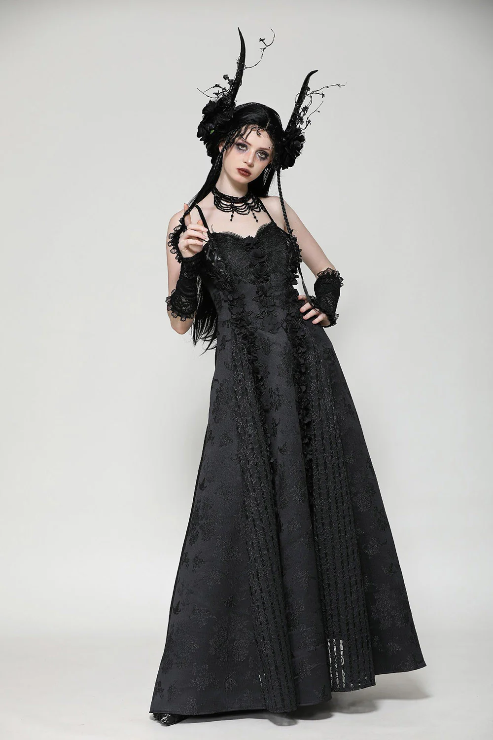 Dark Fairydom Floral Goth Gown - Image 4