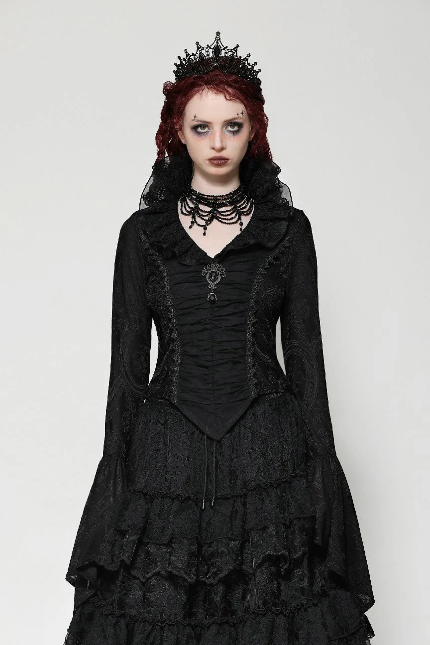 Dark Palace Ruffle Long Sleeve Top - Image 2