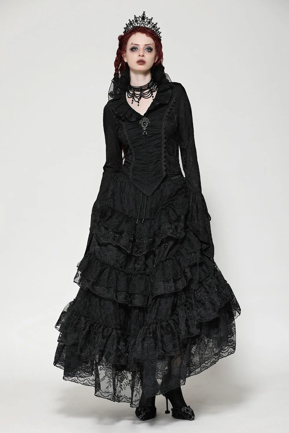 Dark Palace Ruffle Long Sleeve Top - Image 6