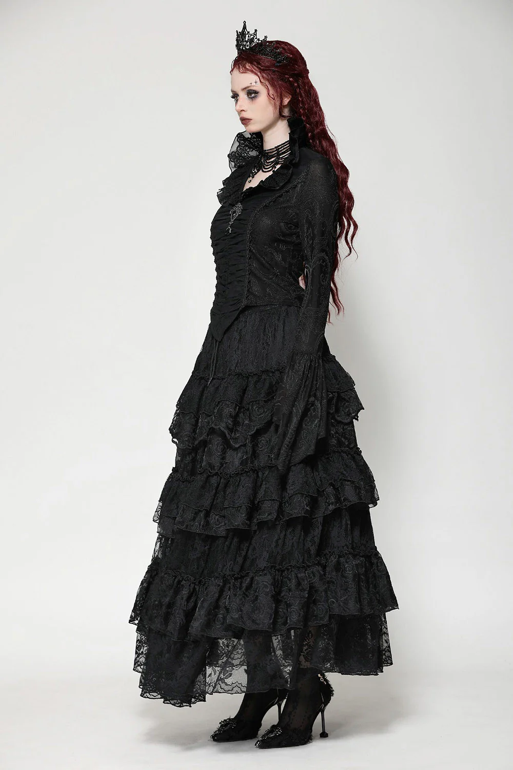 Dark Palace Ruffle Long Sleeve Top - Image 7