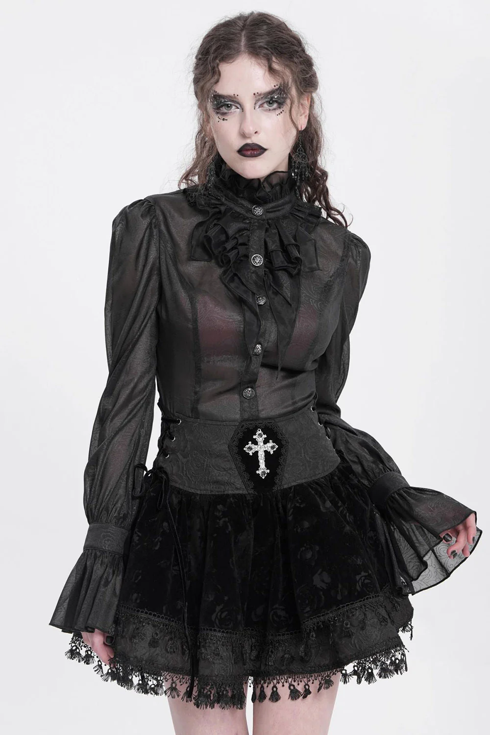 Dark Petals Flared Mini Skirt