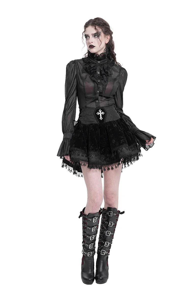 Dark Petals Flared Mini Skirt - Image 5