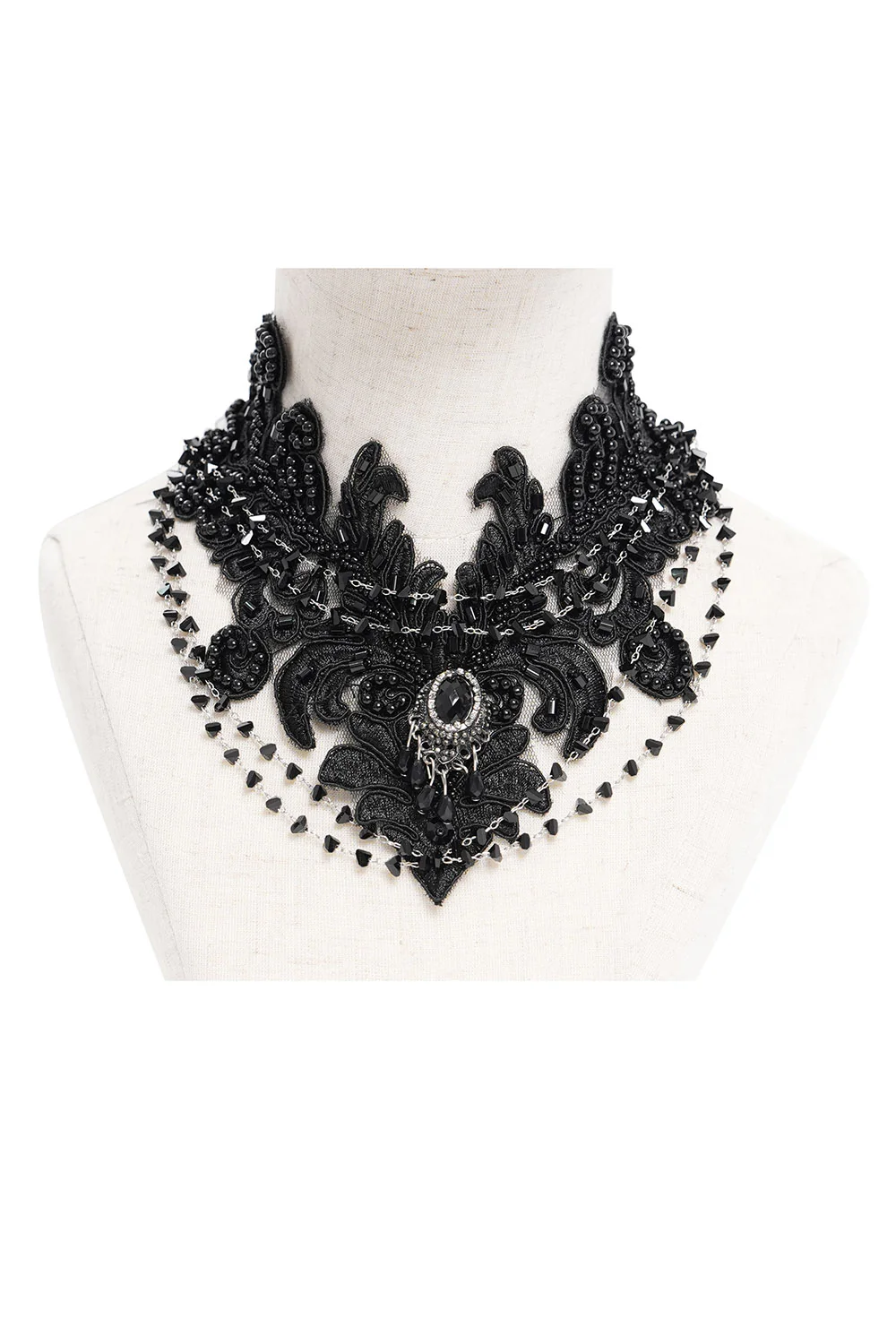 Dark Regency Embroidered Beaded Choker - Image 6